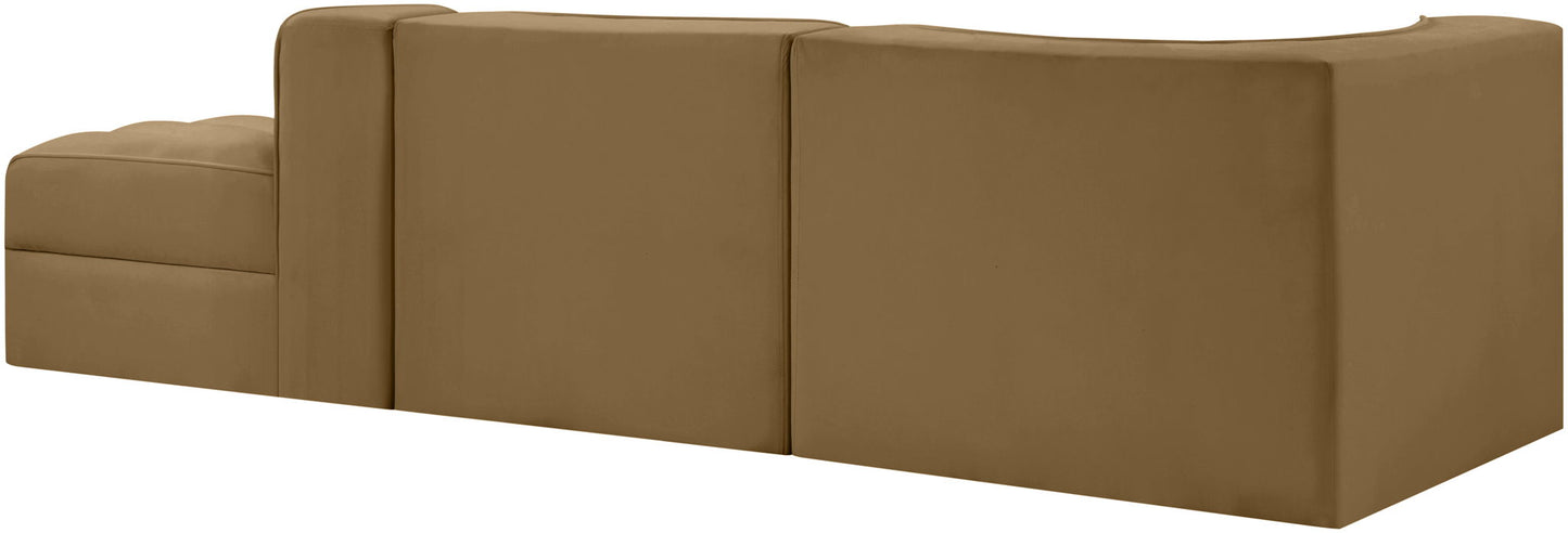 Rummi - Velvet Performance Fabric Upholstered 3 Piece Modular Sectional