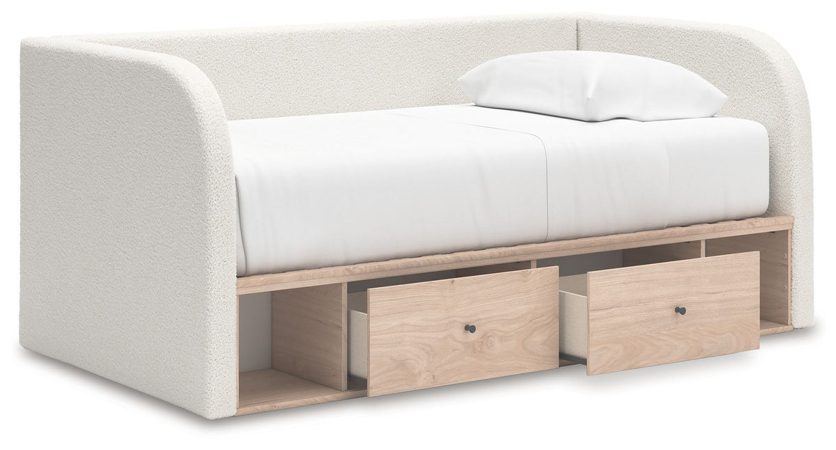 Arloster - 3 Pc. - Twin Day Bed With Storage, Dresser And Nightstand - White