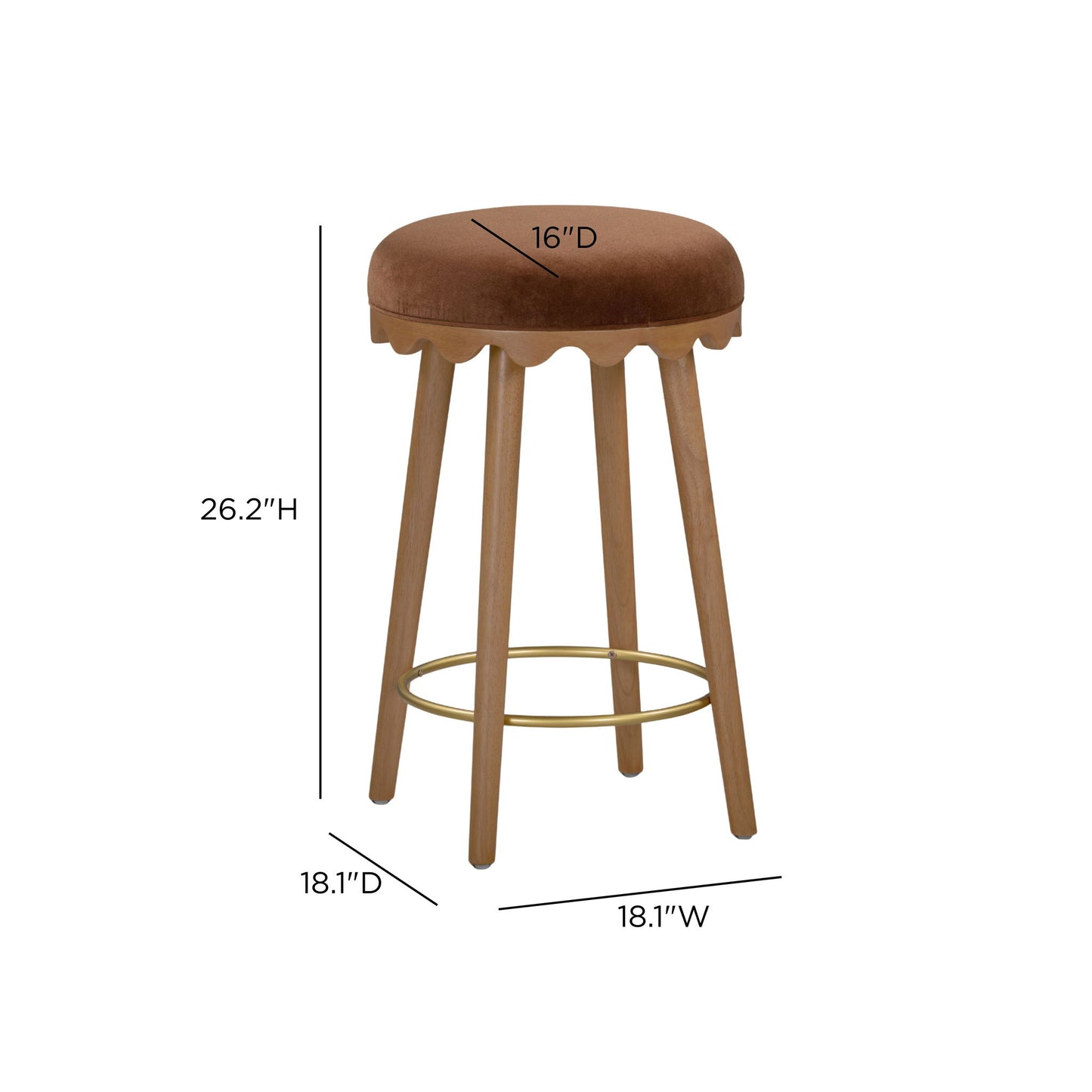 Oodle - Performance Vegan Mohair Light Walnut Stool