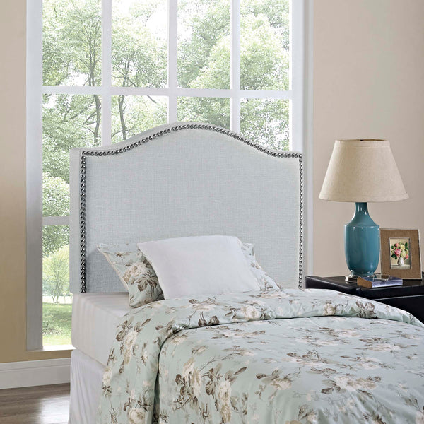 Curl Nailhead Upholstered Headboard - Twin, Sky Gray