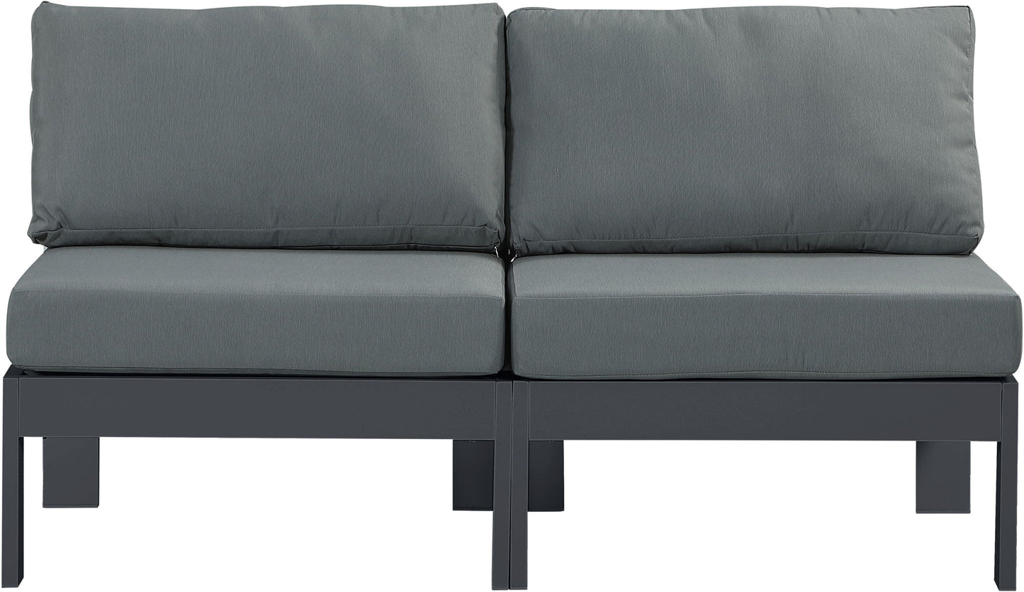 Nizuc - Outdoor Patio 2 Seat Armless Modular Sofa With Gray Frame