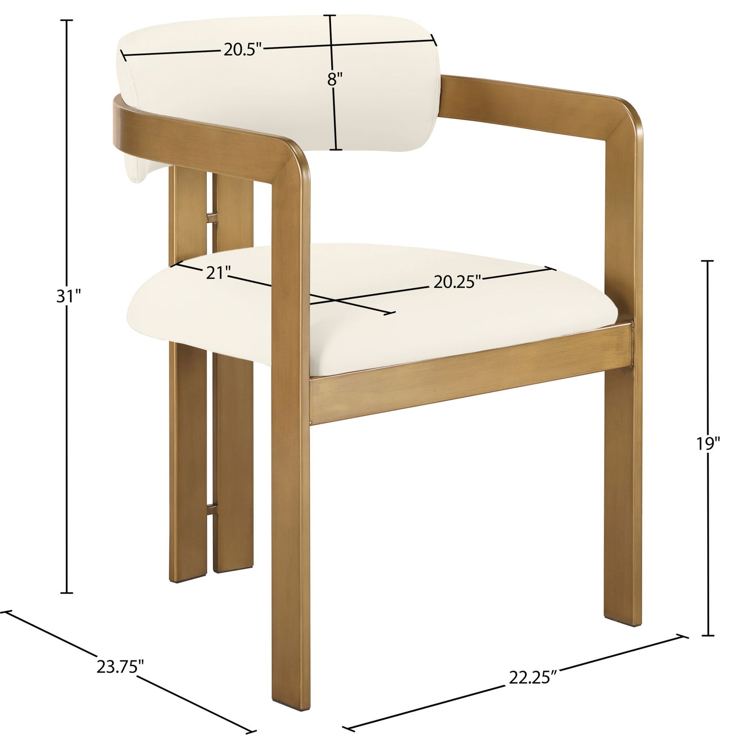 Aurum - Vegan Leather Upholstered Dining Chair With Brushed Brass Base (Set of 2)