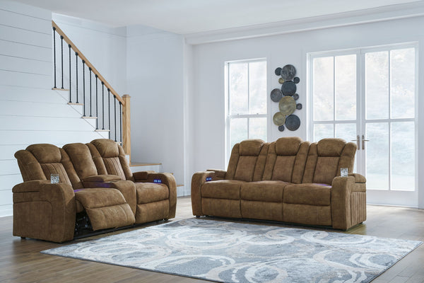Wolfridge - 2 Pc. - Power Reclining Sofa, Power Reclining Loveseat With Console - Brindle