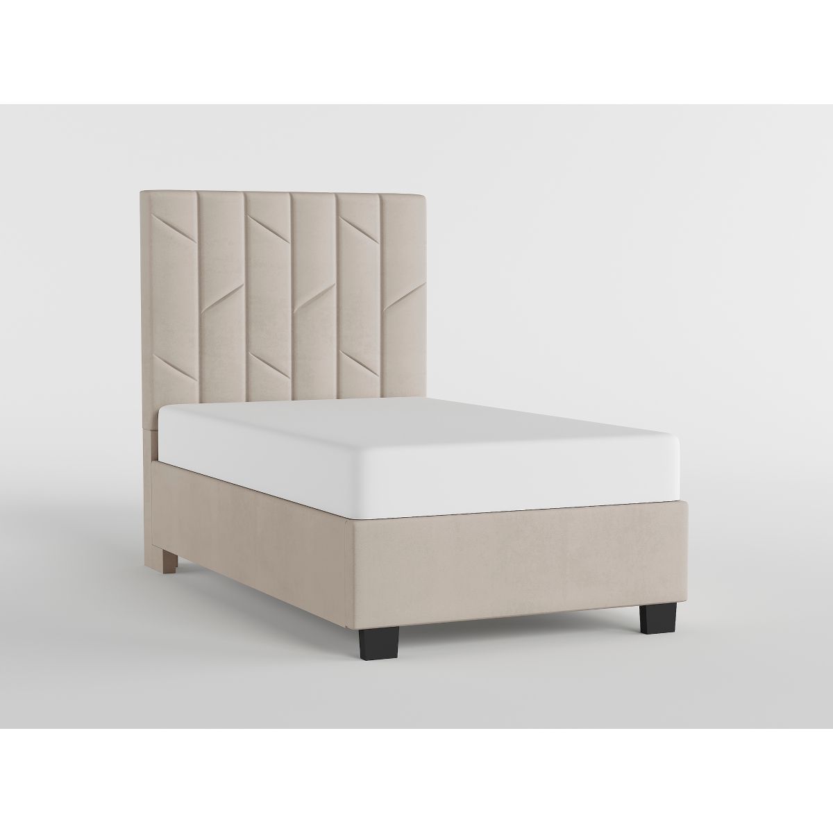 44" Beige Microfiber Platform Bed