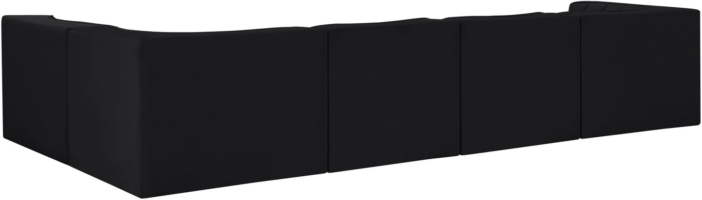 Rummi - Velvet Performance Fabric Upholstered 5 Piece Modular Sectional, L-Shaped (Right)