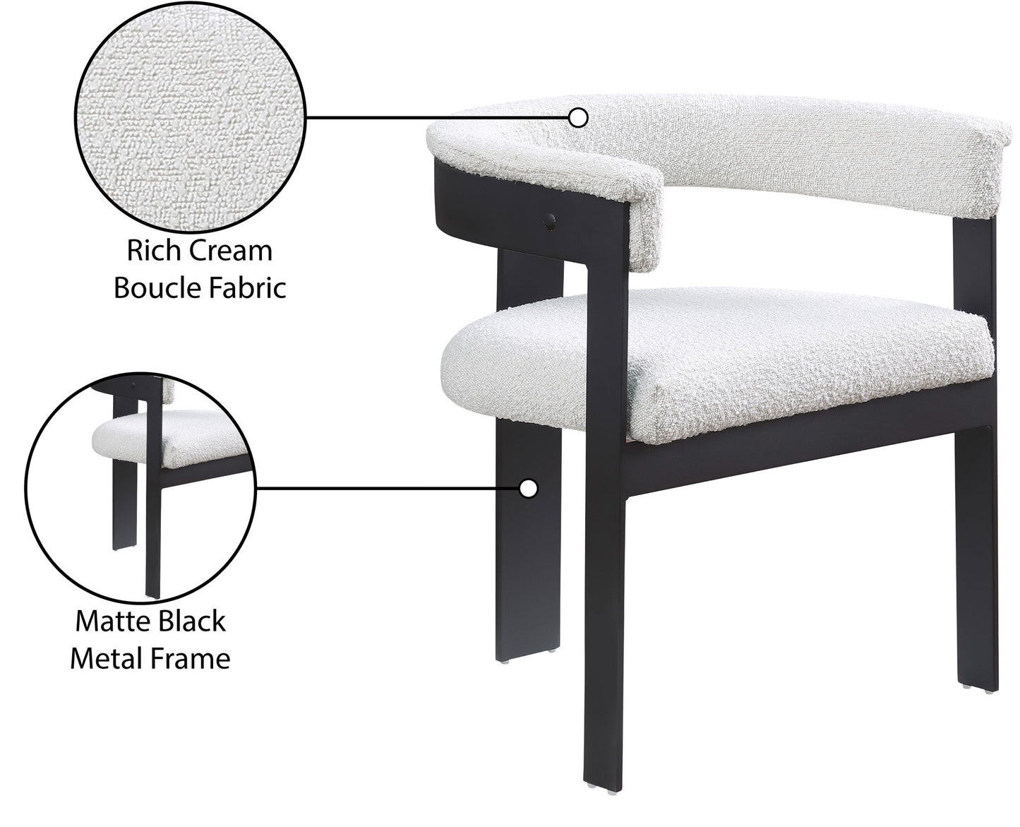 Romeo - Boucle Dining Chair With Black Base (Set of 2)