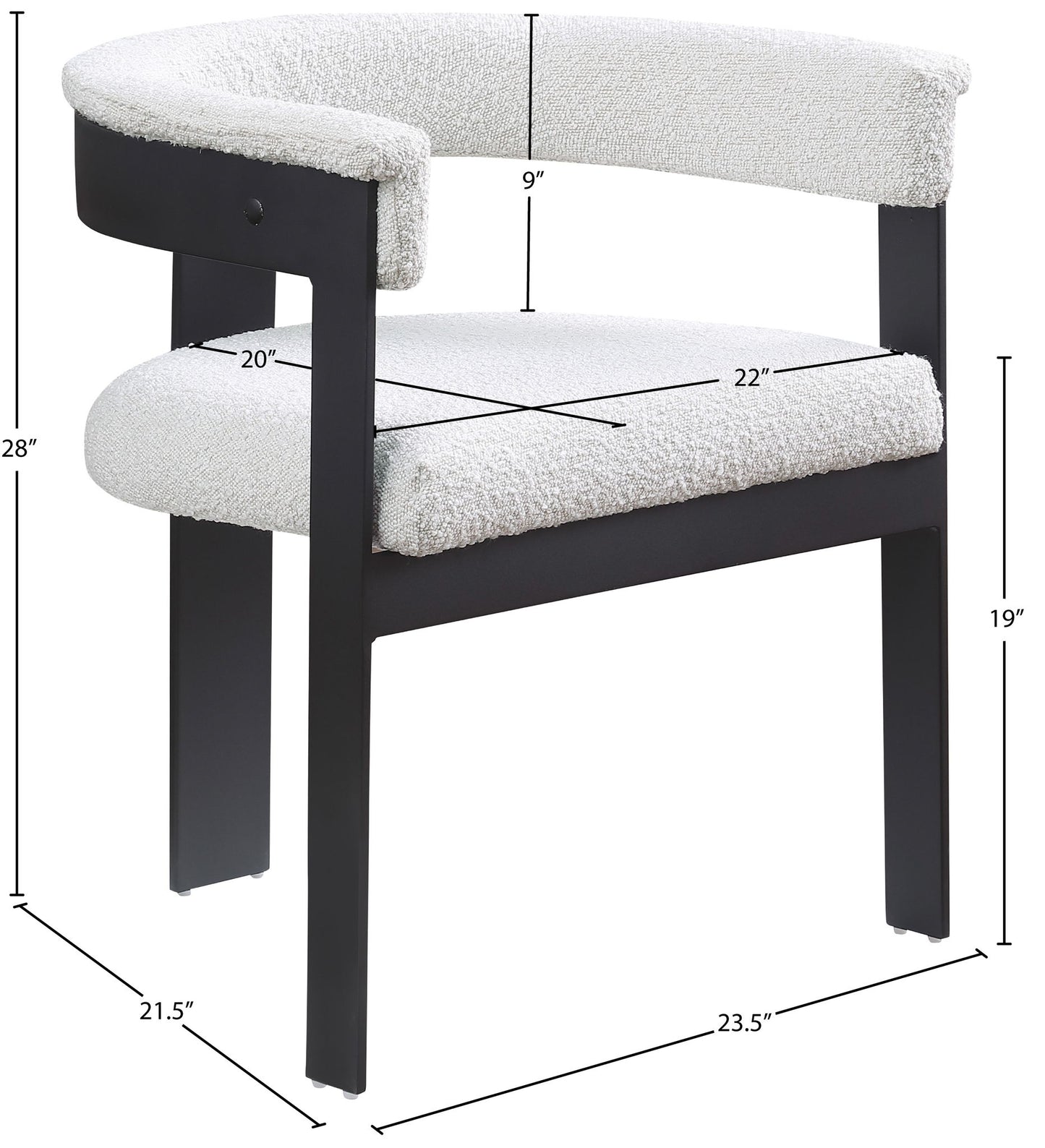 Romeo - Boucle Dining Chair With Black Base (Set of 2)