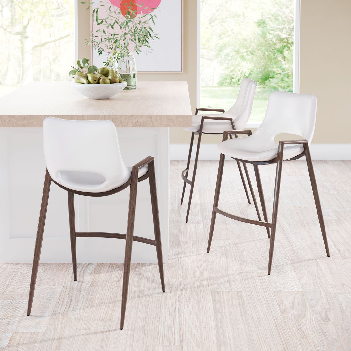 Desi - Counter Stool With Walnut Legs (Set of 2)