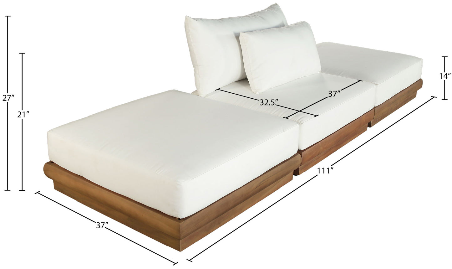 Mirella - 3 Piece Water Resistant Fabric Upholstered Outdoor Patio Modular Sofa