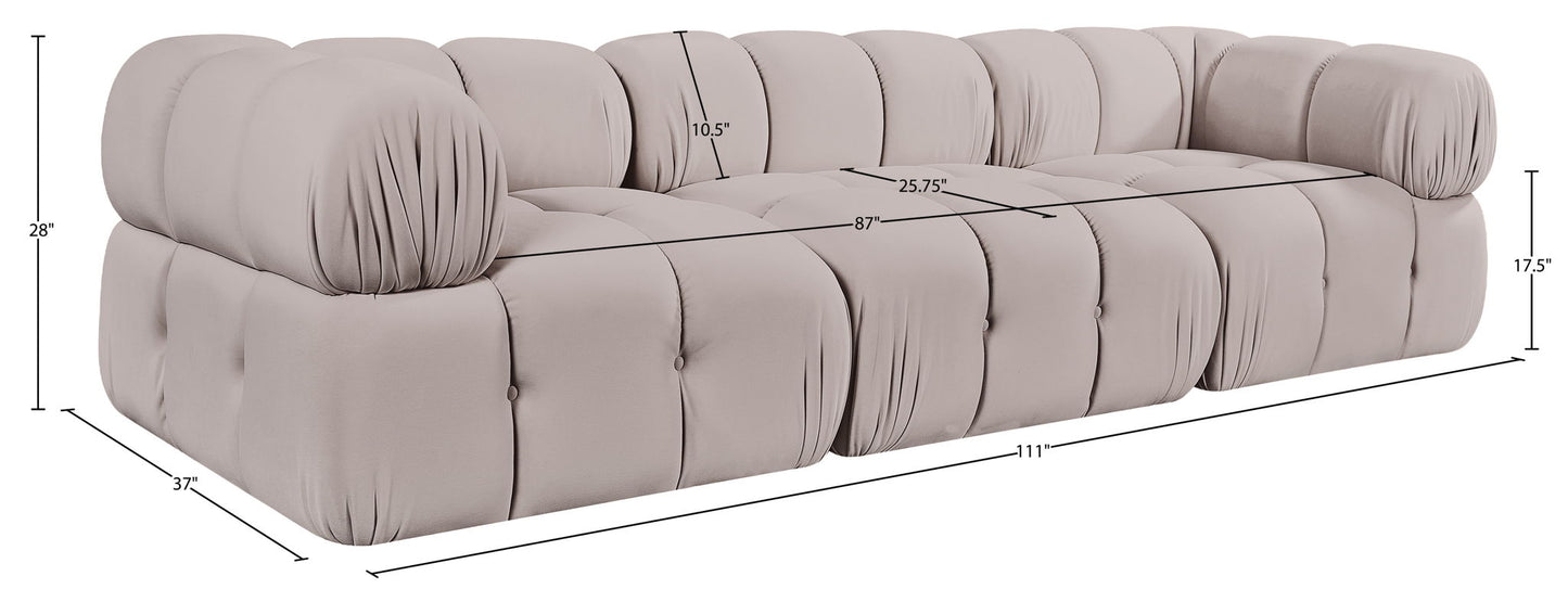 Orin - Velvet Performance Fabric Upholstered 3 Piece Modular Sofa