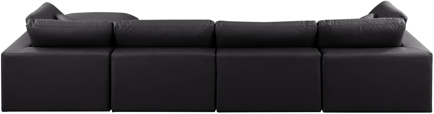 Comfy - 5 Piece Faux Leather Modular Sectional With Chaise