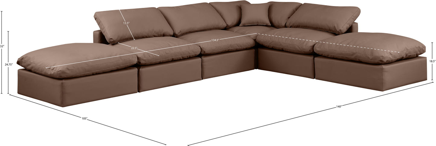 Indulge - Faux Leather 6 Piece Modular Armless Sectional