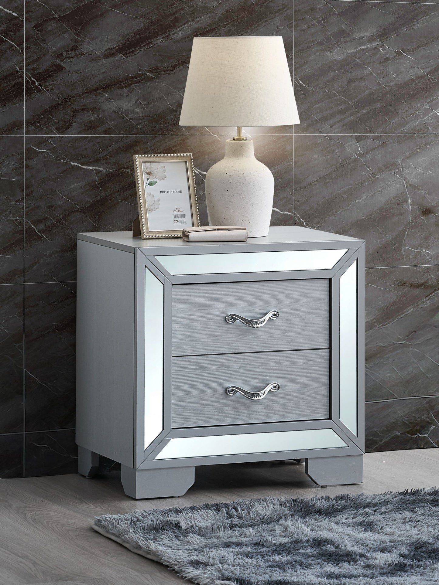 Murry - Nightstand - Silver