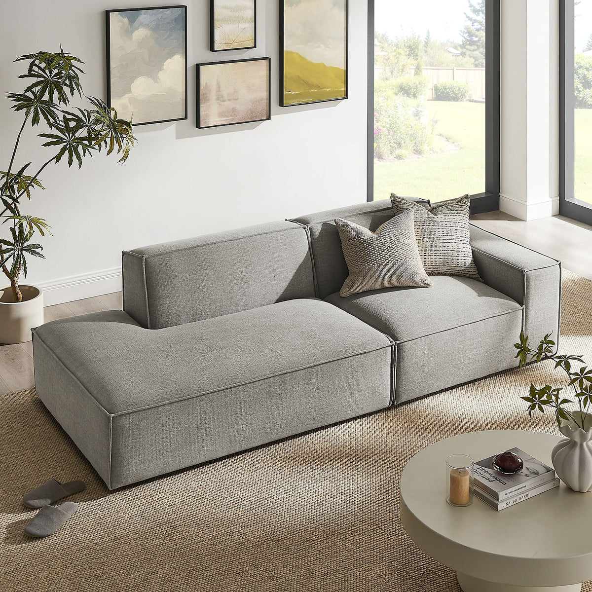 Restore 2-Piece Performance Fabric Upholstered Modular Loveseat - Pewter