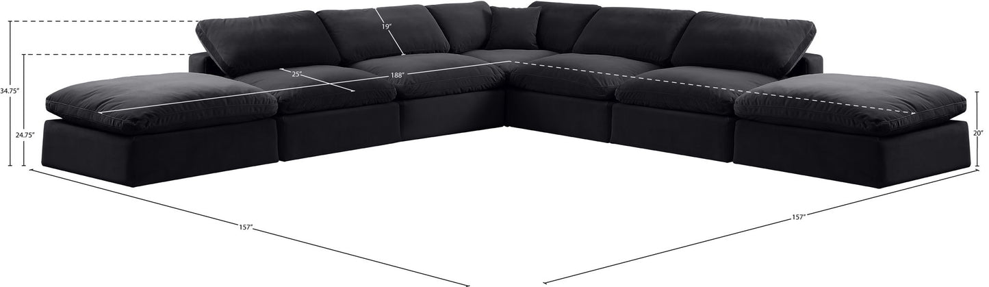 Comfy - 7 Piece Velvet Modular Corner Sectional