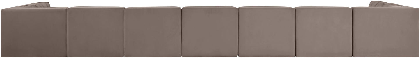 Rummi - Armless Velvet Performance Fabric Upholstered 9 Piece Modular Sectional