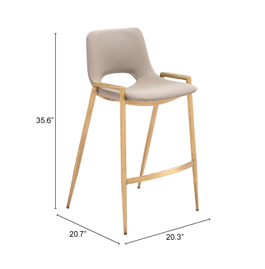 Desi - Counter Stool With Gold Legs (Set of 2)