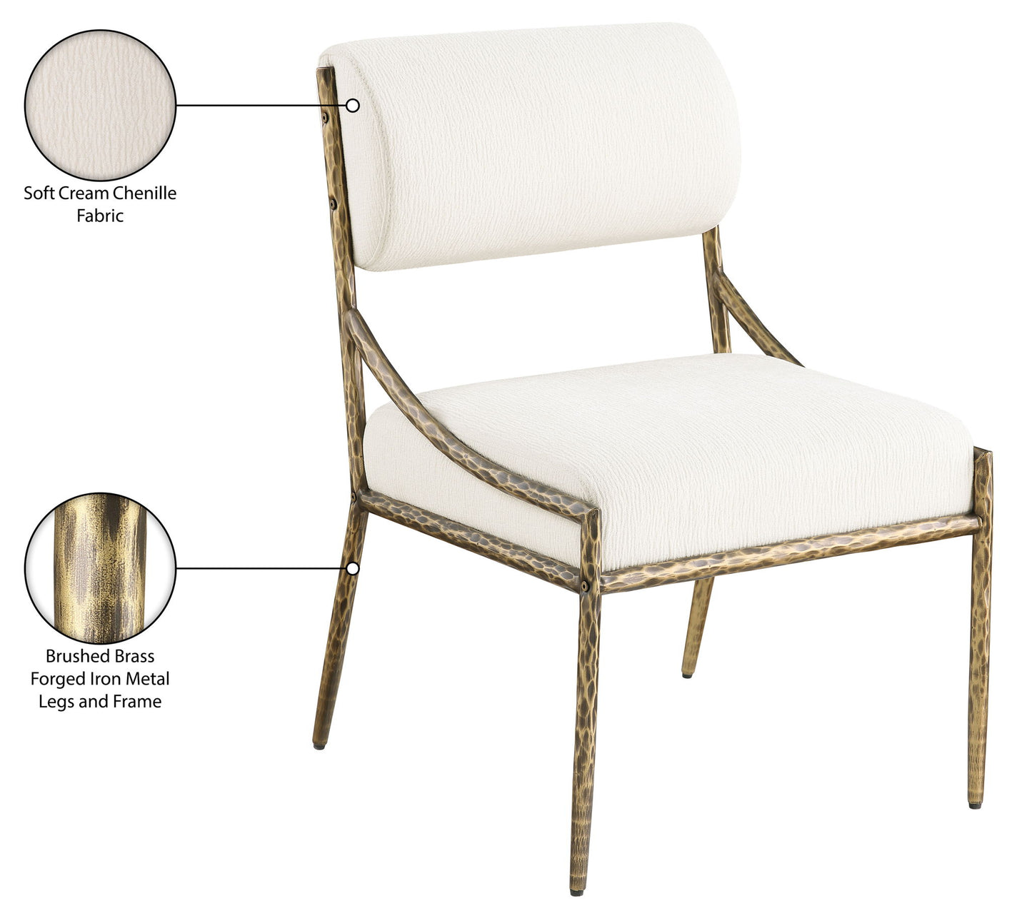 Bastille - Upholstered Dining Side Chair (Set of 2) - Brass Frame