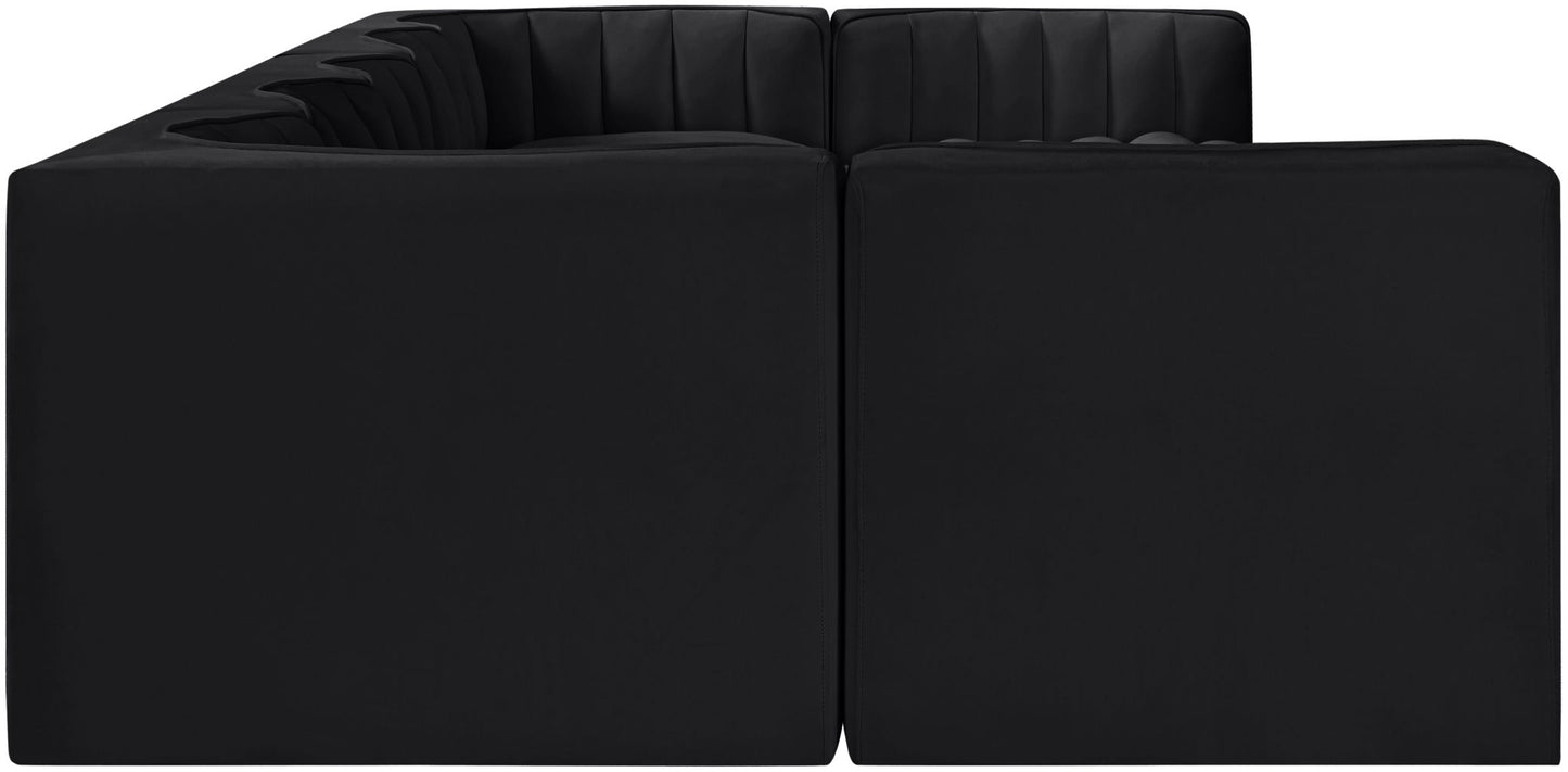 Rummi - Velvet Performance Fabric Upholstered 7 Piece Modular Sectional (With 2 Corner Chairs)