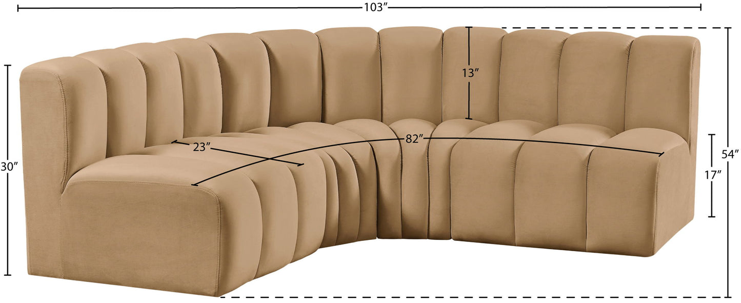Arc - Velvet 4 Piece Corner Modular Sofa