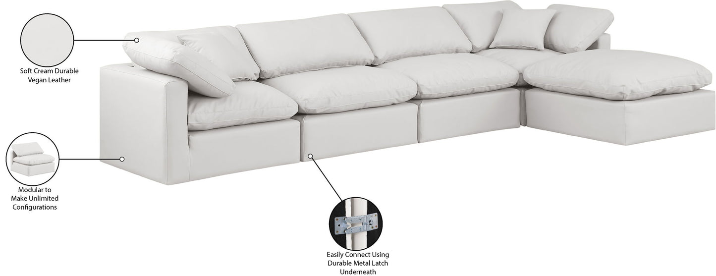 Indulge - Faux Leather 5 Piece Modular Sectional With Chaise