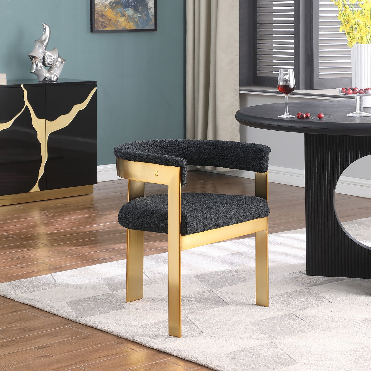Romeo - Boucle Dining Chair With Gold Base (Set of 2)