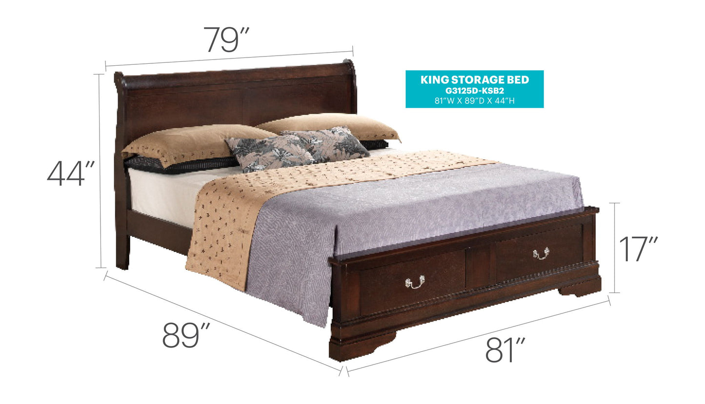 Glory Furniture - Louis Phillipe - Storage Bed