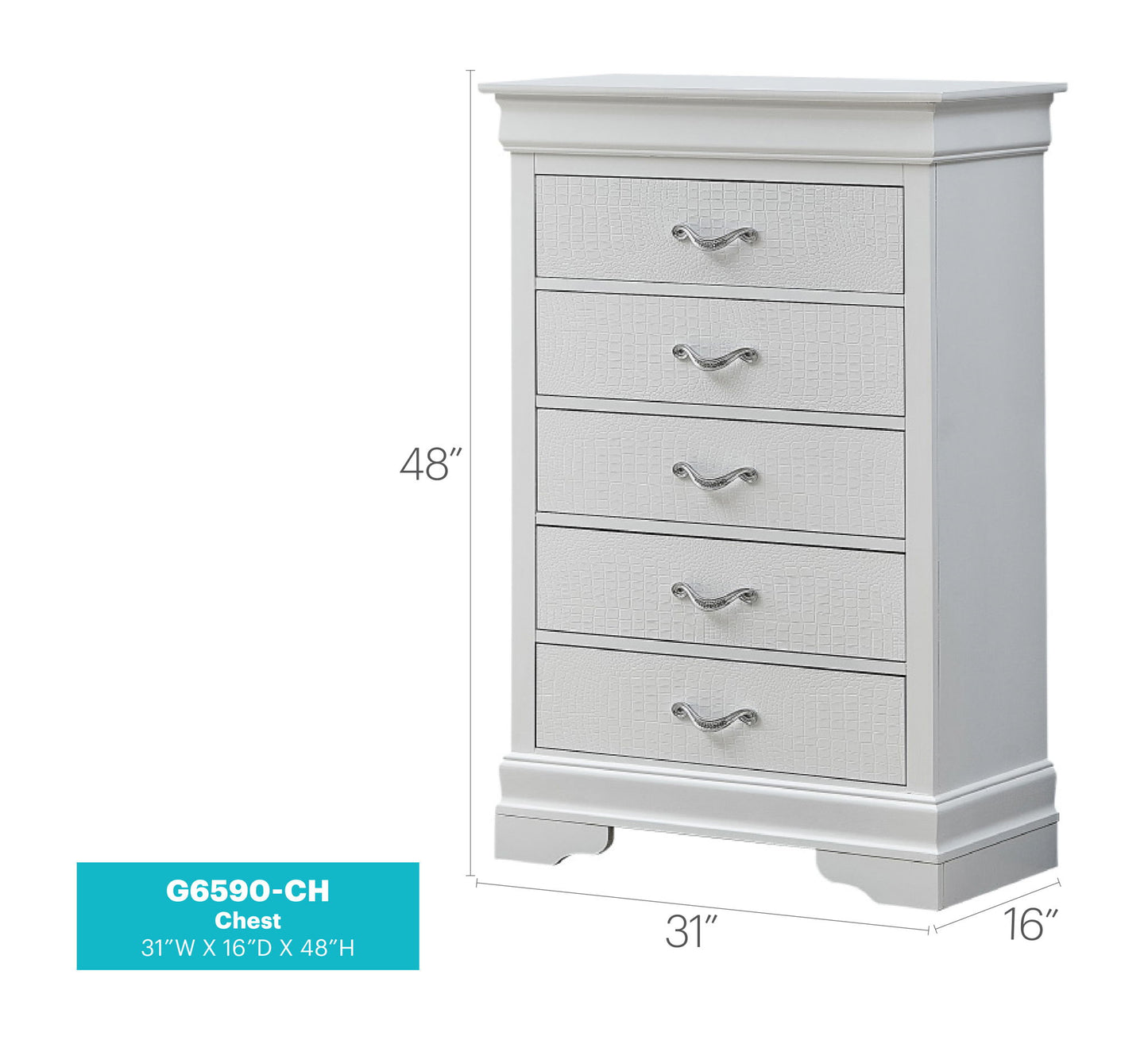 Lorana - 48" Chest - Silver Champagne