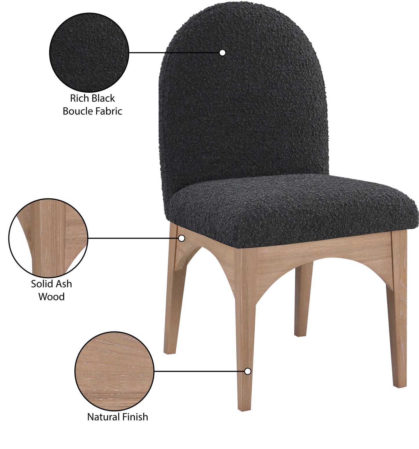 Waldorf - Boucle Dining Side Chair With Natural Legs