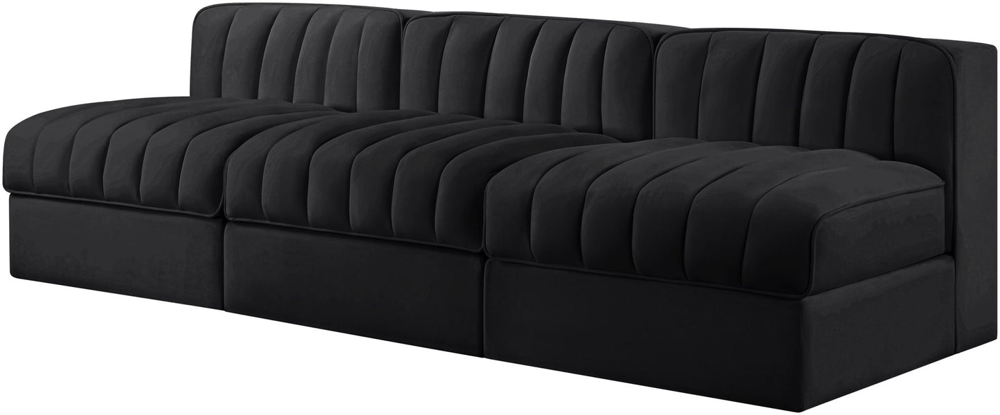 Rummi - Velvet Performance Fabric Upholstered 3 Piece Modular Armless Sofa