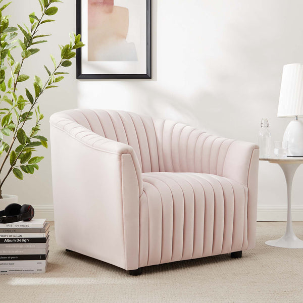Announce Performance Velvet Channel Tufted Armchair - Pink