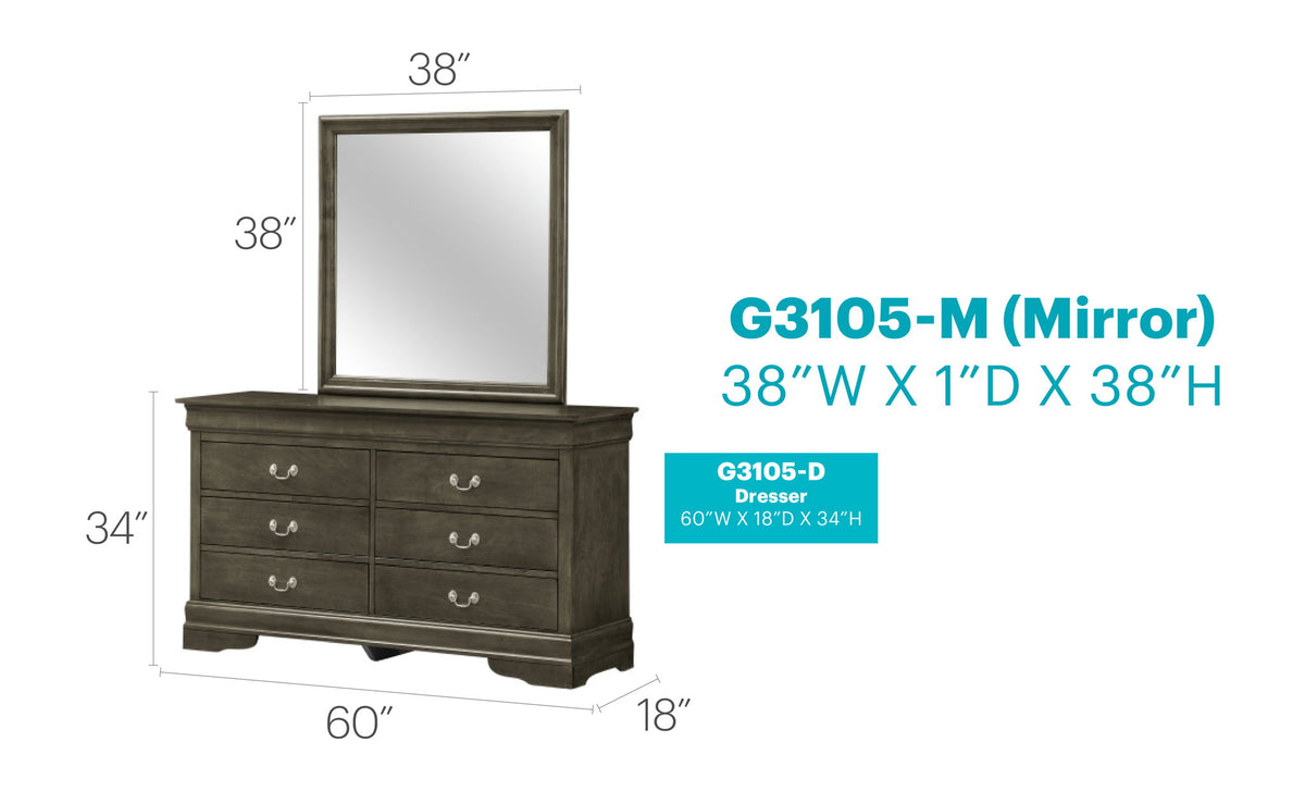 Glory Furniture - Louis Phillipe - Dresser & Mirror