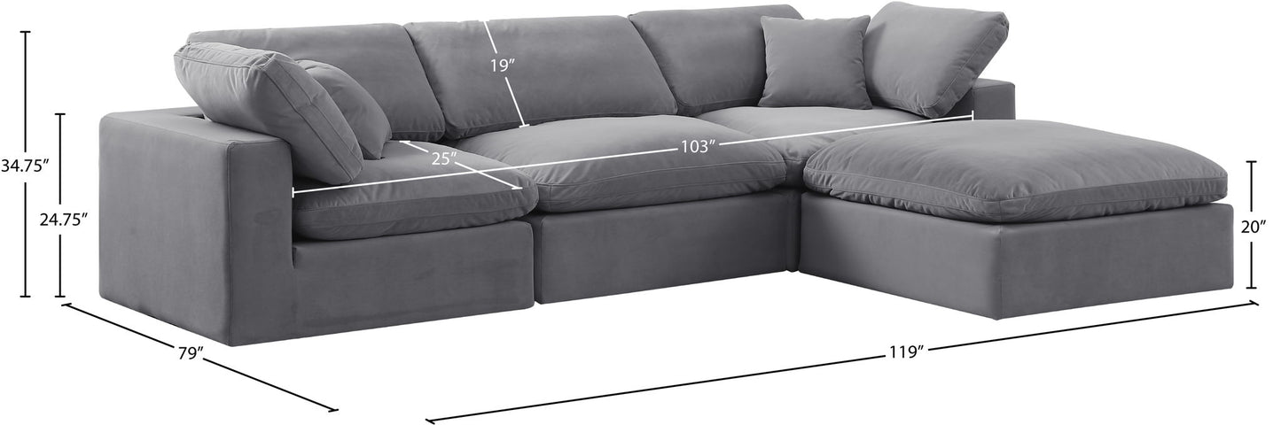 Comfy - 4 Piece Velvet Modular Sectional With Chaise