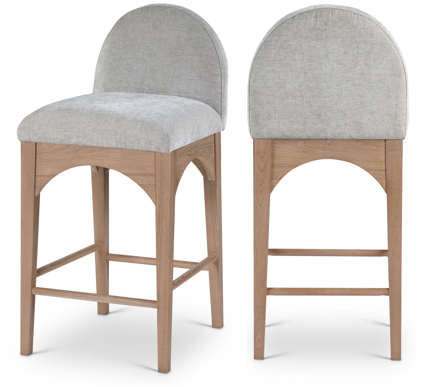 Waldorf - Chenille Stool With Natural Legs