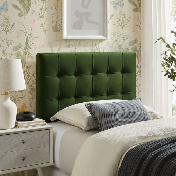 Lily Biscuit Tufted Performance Velvet Headboard - Twin, Moss Green