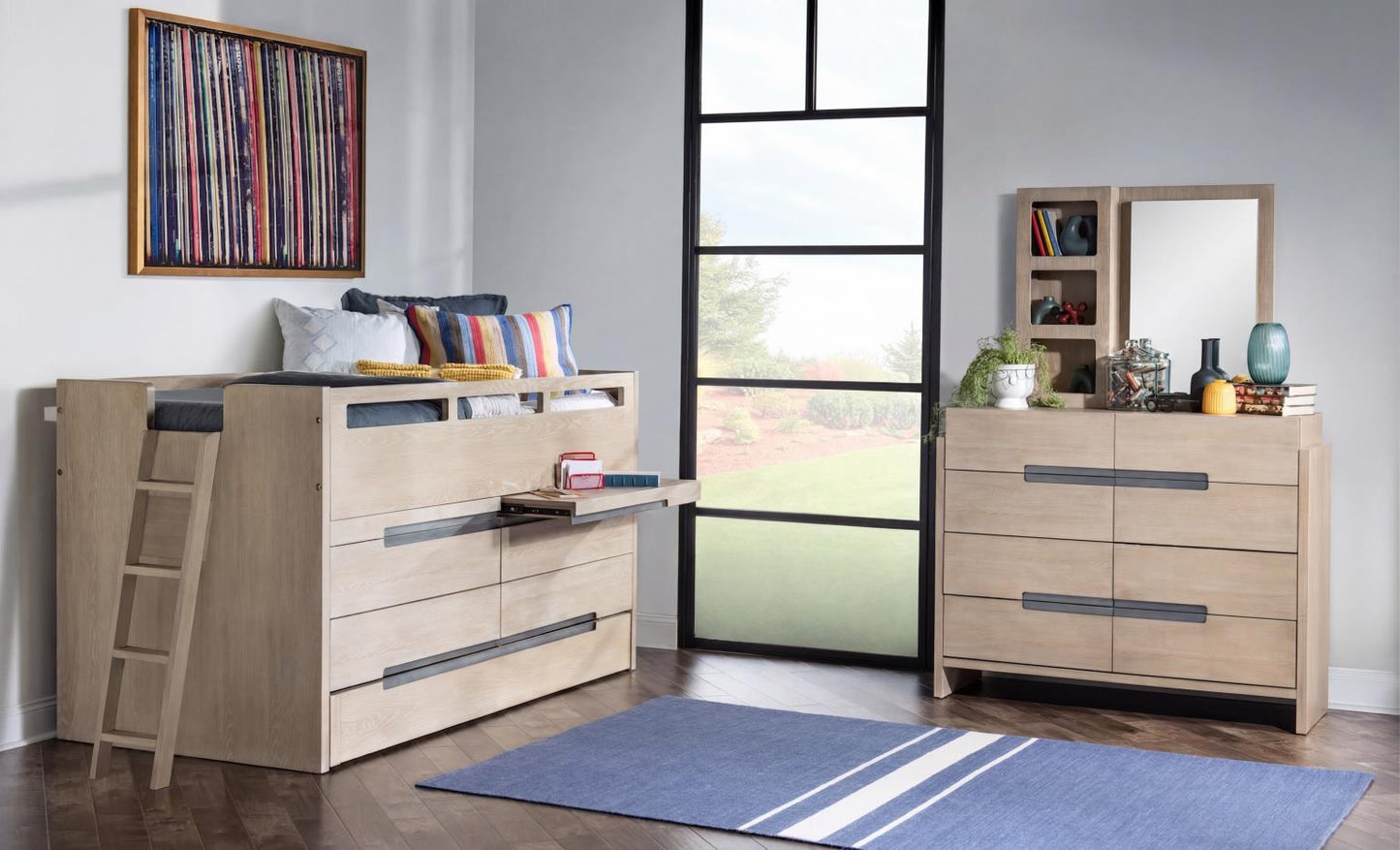 District - Complete Captains Bed - Weathered Oak