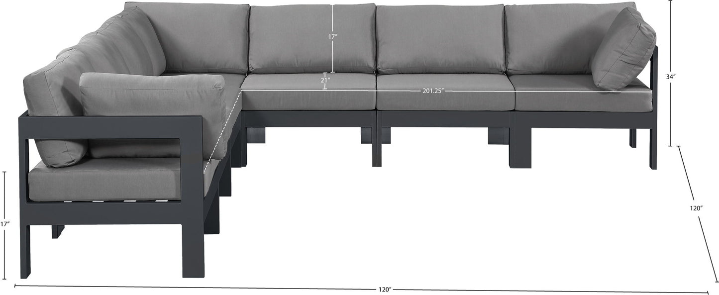 Nizuc - Outdoor Patio 7 Piece Modular Sectional With Gray Frame