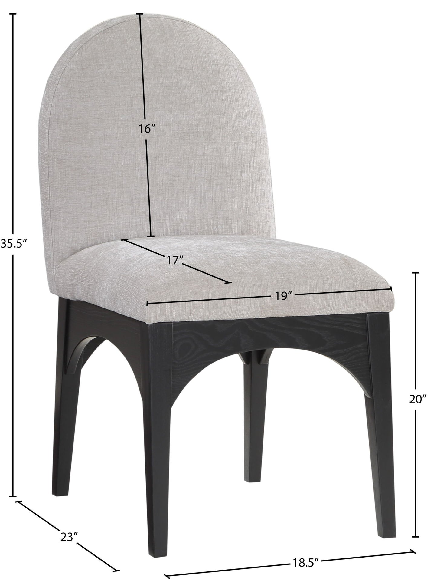 Waldorf - Chenille Dining Side Chair With Black Legs