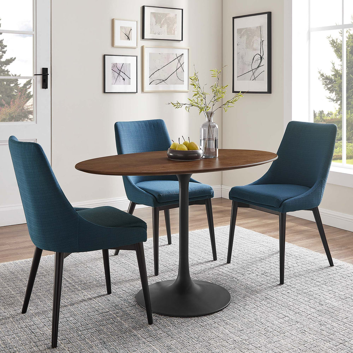 Lippa Oval Wood Dining Table - 48", Black Walnut