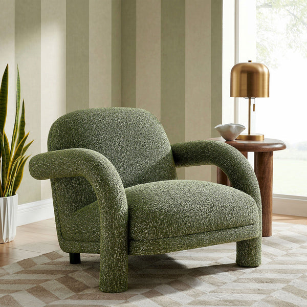 Ferris Textured Woven Fabric Lounge Chair - Olive