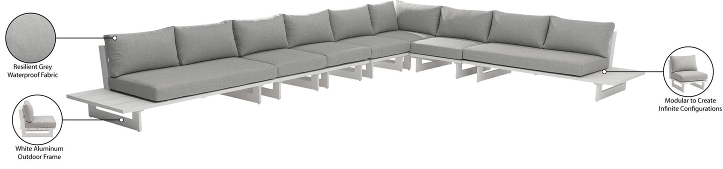 Maldives - 7 Piece Water Resistant Outdoor Patio Modular Sectional With White Base