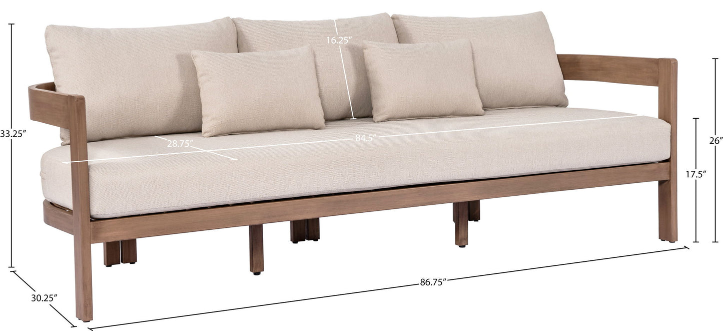 Newport - Water Resistant Fabric 86.75" Upholstered Outdoor Patio Sofa