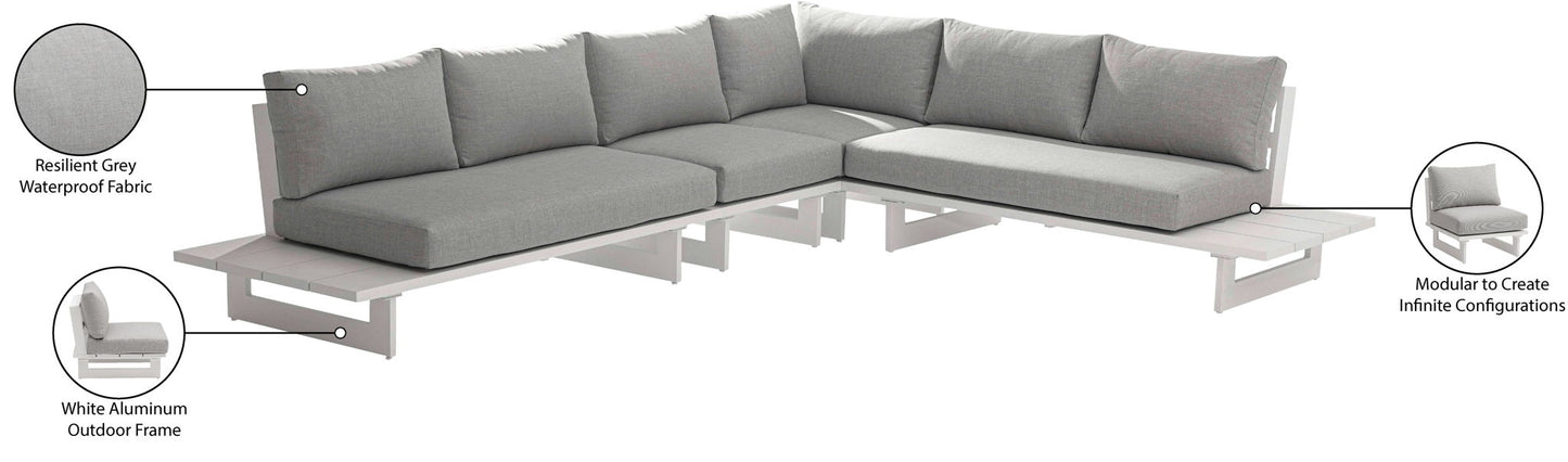 Maldives - 4 Piece Water Resistant Outdoor Patio Modular Sectional With White Base