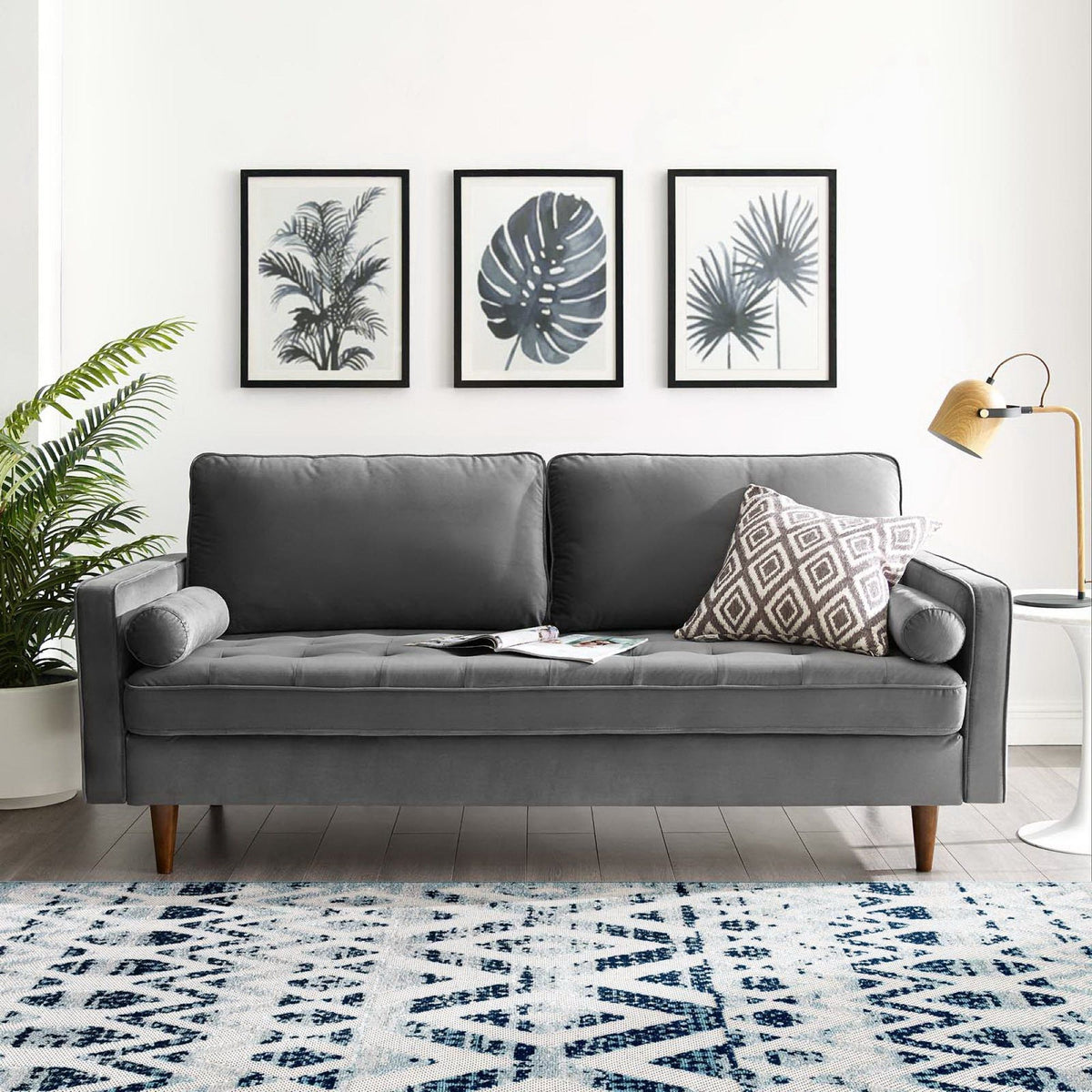 Valour Performance Velvet Sofa - Gray