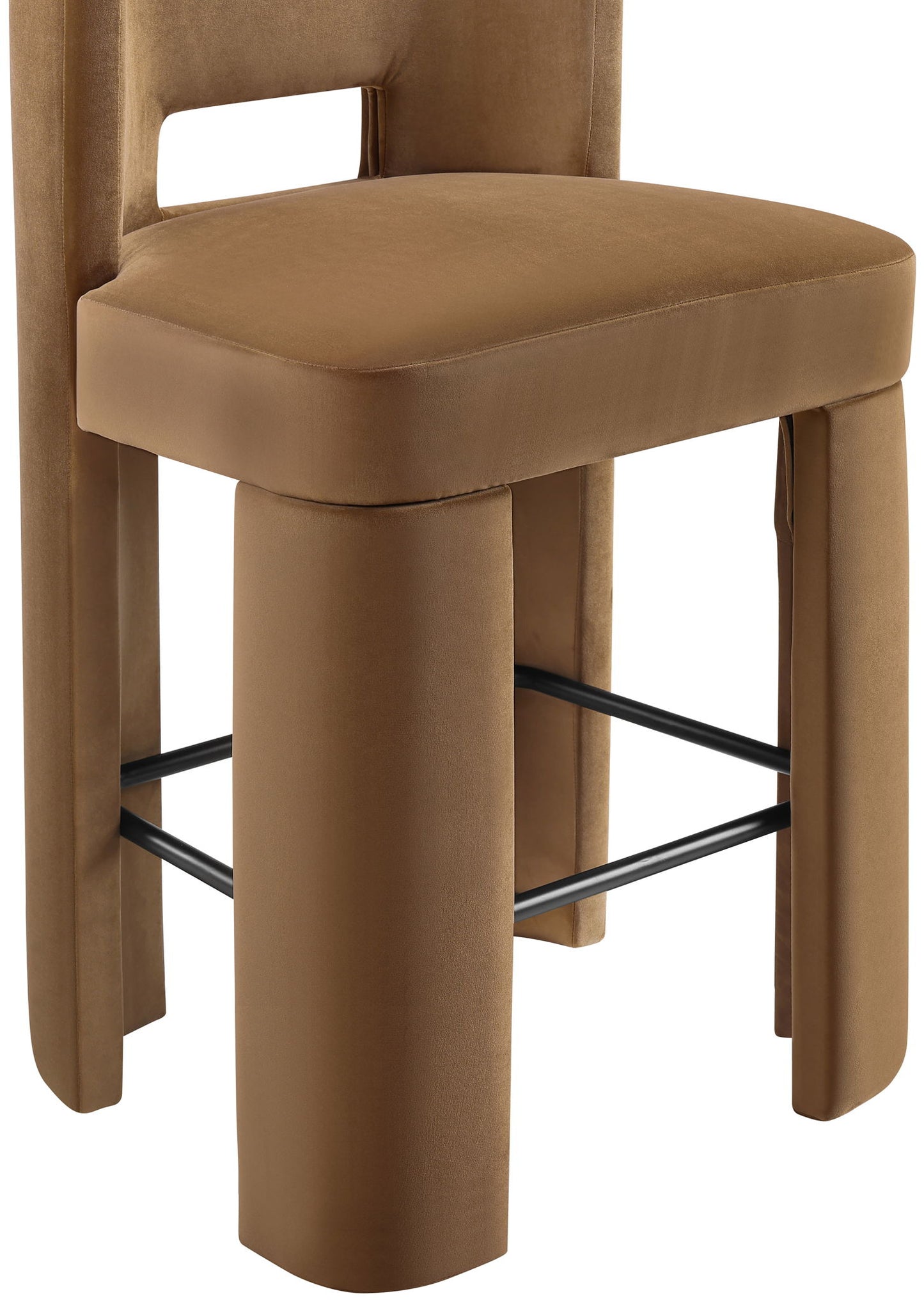 Zuno - Velvet Performance Fabric Upholstered Bar Stool (Set of 2) - Saddle