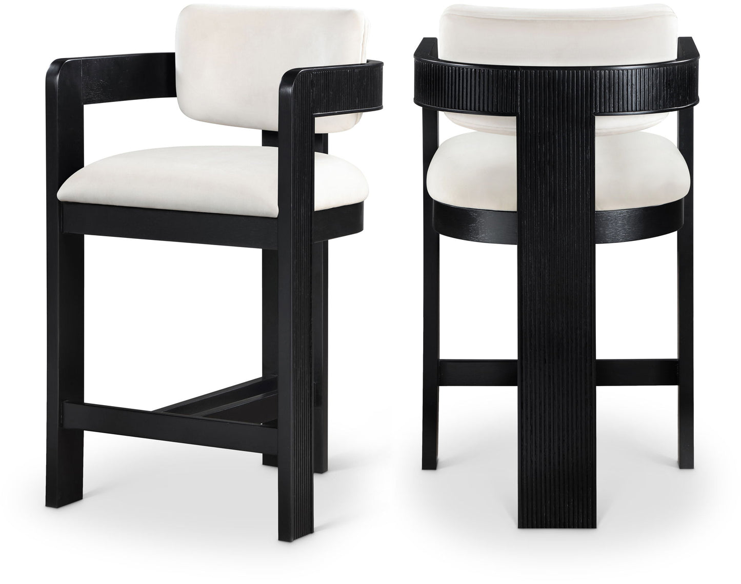 Sacha - Velvet Stool With Black Base