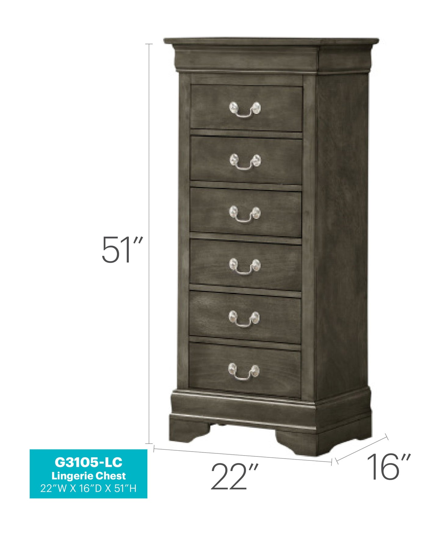 Glory Furniture - Louis Phillipe - Lingerie Chest