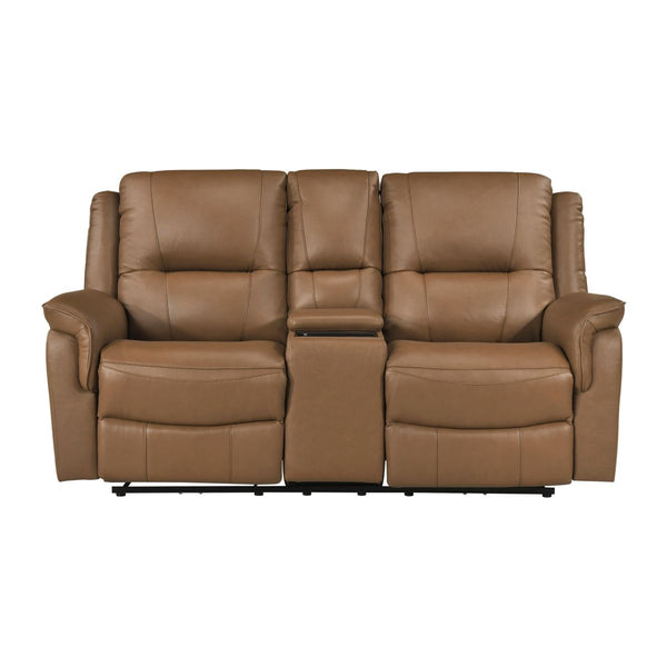 Haven Power Double Reclining Love Seat with Center Console, Hidden Arms Cup Holders, Charging Ports and Wireless Charger