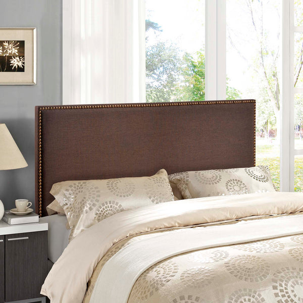 Region Nailhead Upholstered Headboard - Queen, Dark Brown