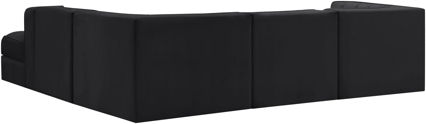 Rummi - Velvet Performance Fabric Upholstered 5 Piece Modular Sectional